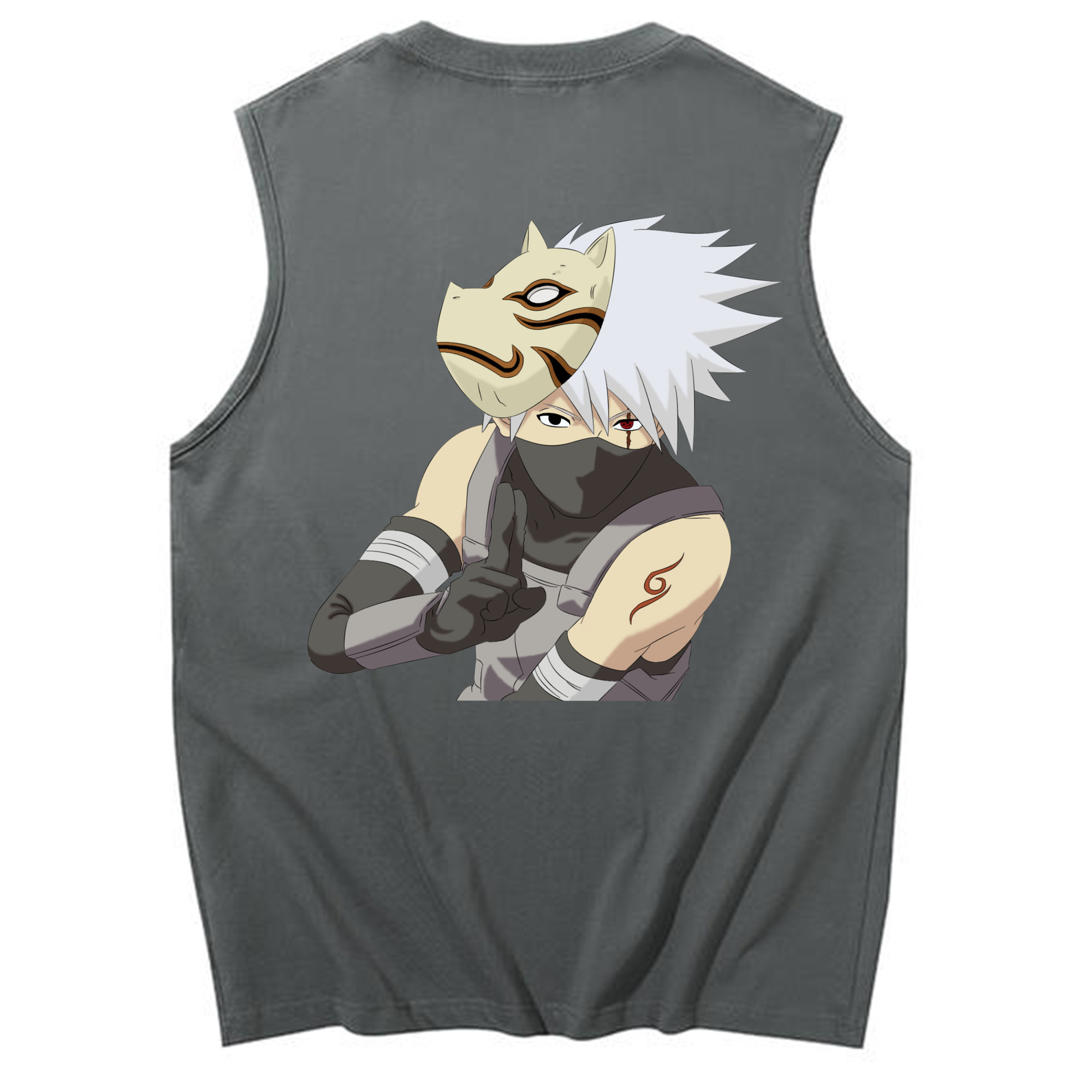 （画像用） NARUTO -ナルト- はたけ カカシ Hatake Kakashi コットン100％タンクトップ（背面プリント）